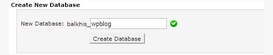 Click on Create database - Install WordPress using FTP