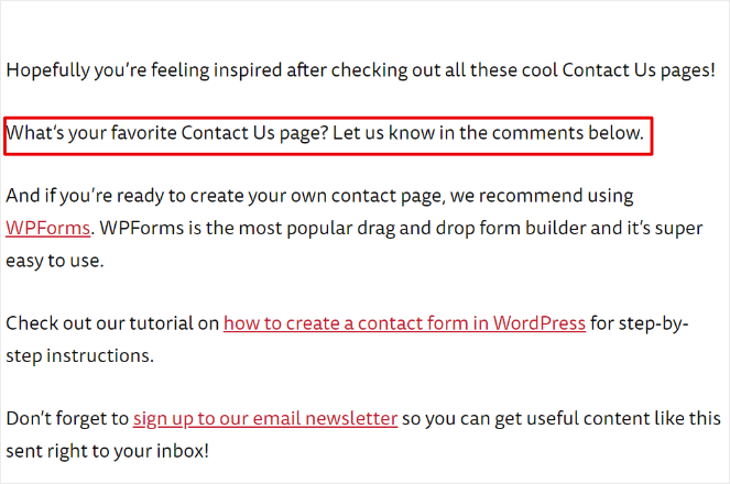 ask readers to add to your list article to get more comments