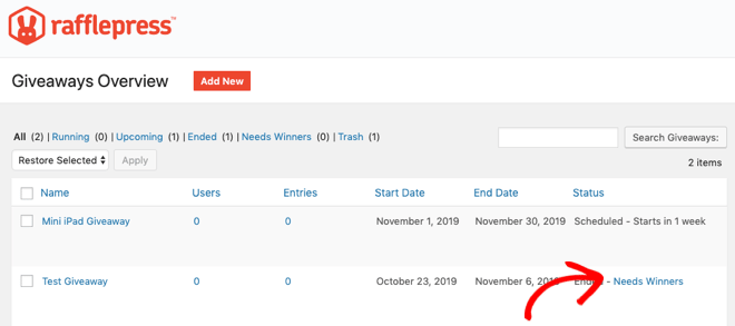 RafflePress needs a winner