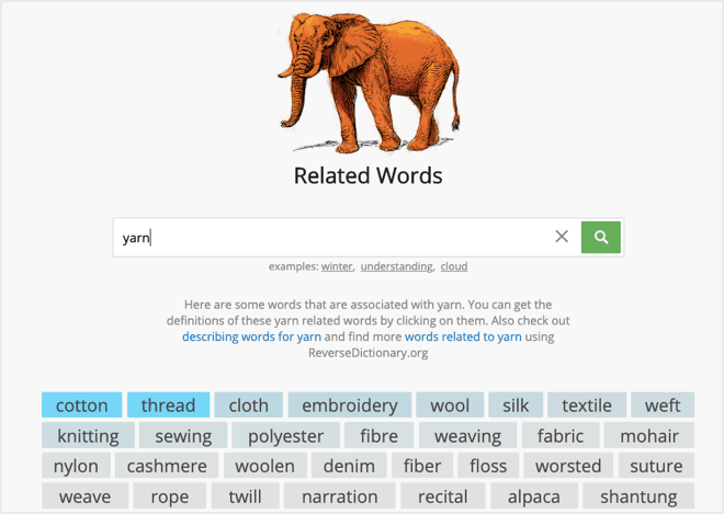 related words associated with yarn