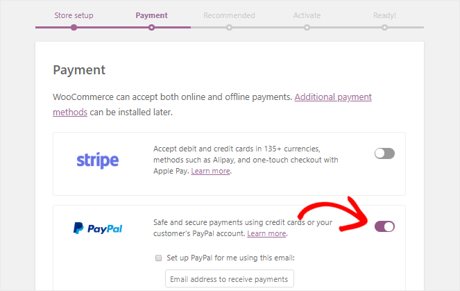 Setting up online payment options