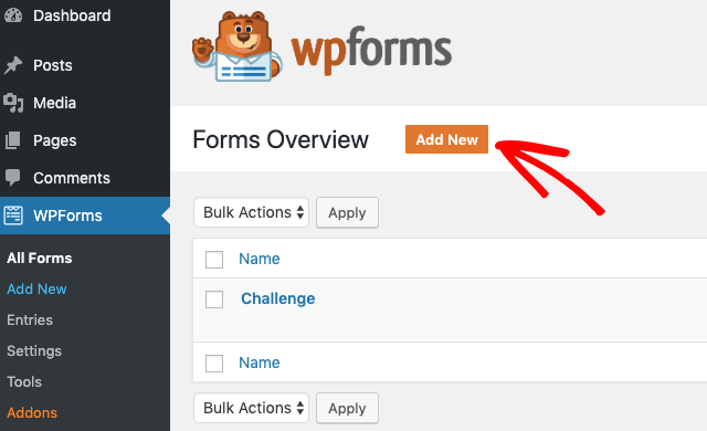 Add a new form in WPForms