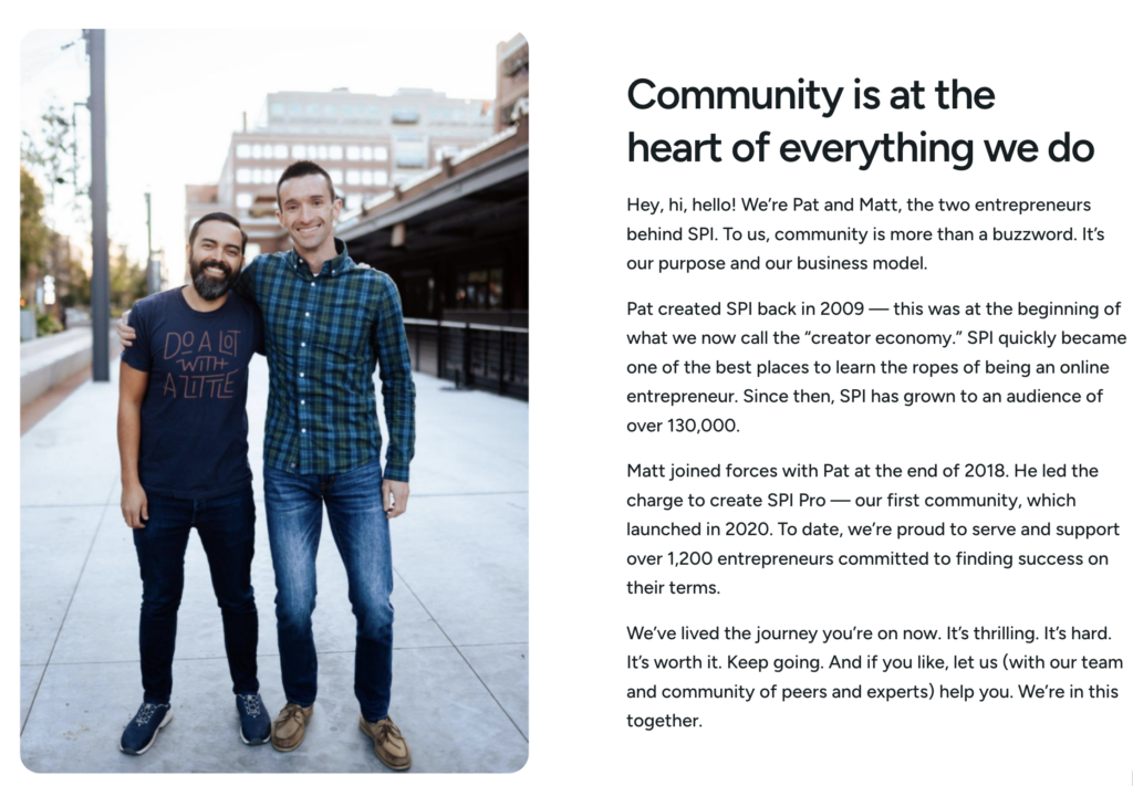 spi about us page for community.