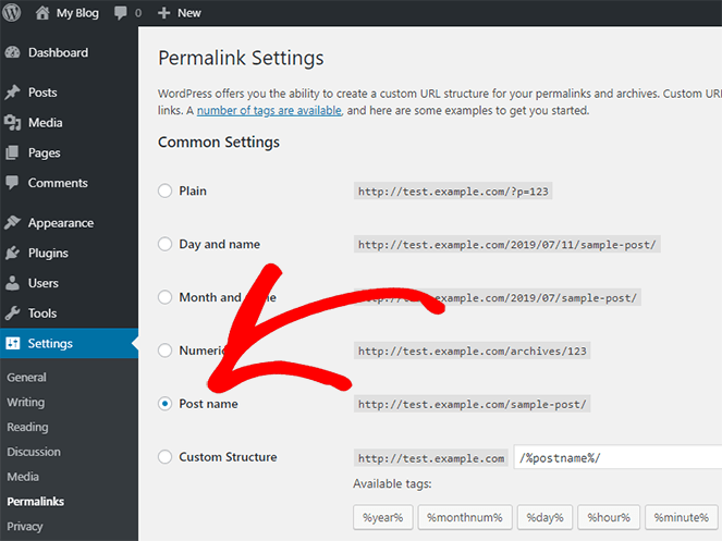 change your WordPress blog permalink settings so your links look better