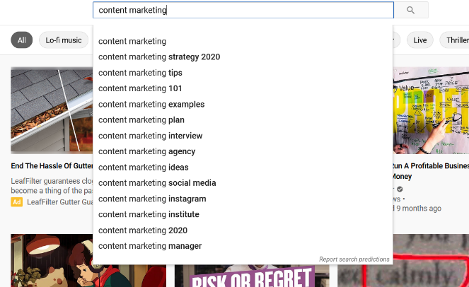 youtube autosuggest keyword ideas